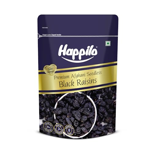 Happilo Premium Afghani Black Raisins Seedless 250g | Kali Kishmish/Kismis | Dry Fruits, Healthy Snacks | Rich in Fiber, Potassium & Antioxidants | Ta