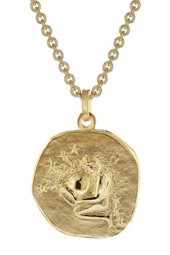 trendor Wassermann Sternzeichen Ø 20 mm Herrenkette Gold auf Silber Tierkreiszeichen, zeitloser Halsschmuck für Herren, tolle Geschenkidee, 39070-02-50 50 cm