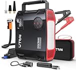 UTRAI 8000A Booster Batterie Voiture, 27000mAh Demarreur Batterie Voiture avec 1600 Lumens LED, Gonfleur, Sortie CC 160 W, 18W Charge Rapide, Jump Starter Portable (Tous Gaz ou 12L Diesel)