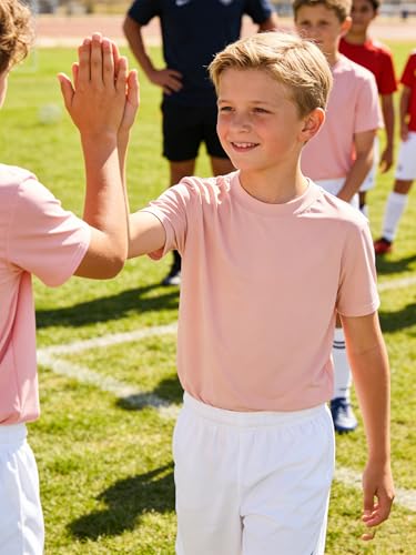 Image of Boys Neon Shirts Dry Fit Athletic T Shirts UPF 50+ Performance Cooling Shirt Short Sleeve Rash Guard Kids Top for Boys Girls