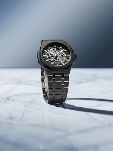 Image of French Connection Autaros Skeleton Dial Stainless Steel Automatic Watch for Men - FCA31BM