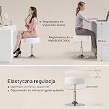 WOLTU taboret do opatrunku, taboret z regulacją wysokości z tapicerką, okrągły stołek barowy obracany o 360°, wykonany z metalu ze sztucznej skóry, do sypialni, gabinetu, garderoby, kuchni, biały