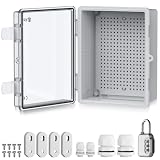 EYPINS Wasserdichter Verteilerkasten IP67, Anschlussdose Wasserdicht ABS Kunststoff Gehäuse außen Steckdosenkasten, Schaltkasten, Stromkasten mit Montagezubehör 22x17x11cm | Transparent Schaltschrank