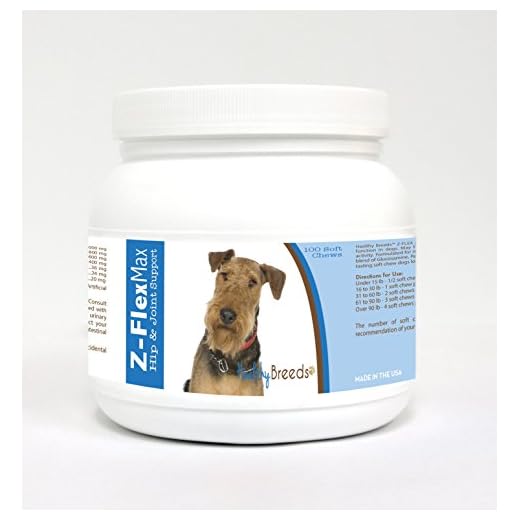 Healthy Breeds Airedale Terrier Z-Flex Max + Glucosamine + Chondroitin + Omegas - Hip & Joint Support for Improved Mobility - 100 Bacon Flavored Soft Chews