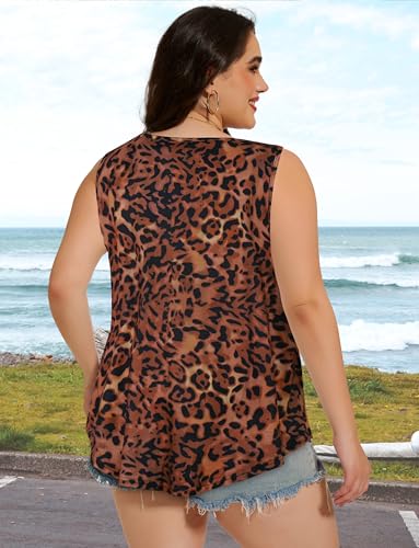 Image of Women Plus Size Tank Top Casual Summer Tops Loose Fit Sleeveless T Shirts Trendy Crewneck Tunic Tees 2026