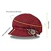 ColorSun Winter Classic Retro Visor Newsboy Cabbie Cap Beret Hats with Flower Buckle for Woman Ladies Red Wine