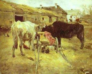 Peinture à l'huile Bullocks Study 1885 de Valentin Serov pour une décoration de bureau chic