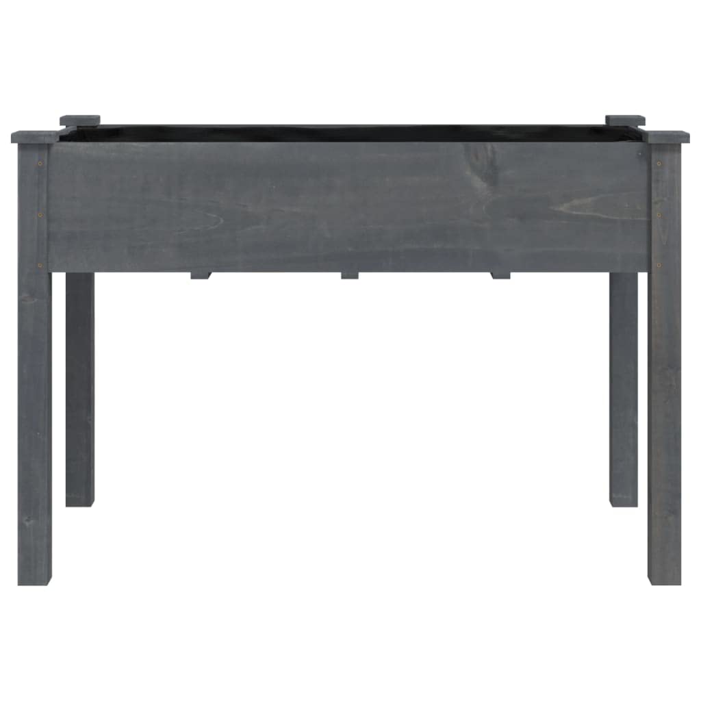 Macetero gris 118 x 59 x 76 cm, madera maciza de abeto, con inserto, bancal elevado para jardín, terraza y balcón, jardinera exterior