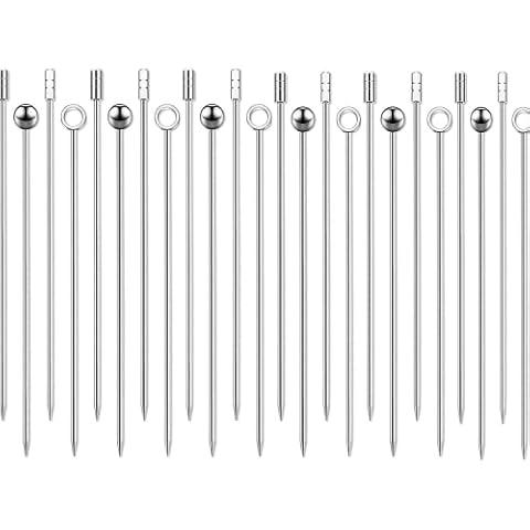 24 Stück Edelstahl Cocktailspieße, Basicon Martini-Spieße Cocktail Obst Sticks Cocktail Pick Martini Picks Wiederverwendbare Cocktail Picks Cover