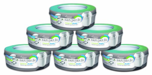 Sangenic 25037 0070 - Nachfüllkassette 6er-Packung für Hygiene Plus Komfort Windeltwister Cover