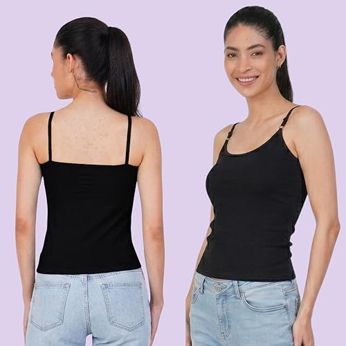Image of Women's Cotton Camisole Slip | Adjustable Straps | Ultra-Soft Pure Cotton Fabric | Camisole | (S,M,L,XL,2XL,3XL,4XL)
