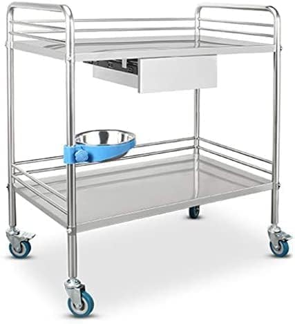 Wózek Medyczny Wózek Na Laboratorium Dentystyczne, 2/3-warstwowy Wózek Na Narzędzia Medyczne Ze Stali Nierdzewnej, Przenośny Wózek Na Sprzęt Szpitalny Na, Small Drawer, 2 Layer-69x46x91cm