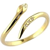 [アトラス] 18金 スネーク ピンキーリング ダイヤモンド 蛇 ヘビ へび お守り レディース ゴールド 18k 華奢 婚約指輪 リング 普段使い フリーサイズ 14号