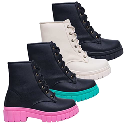 Bota Infantil Menina Coturno Casual Salto Tratorado 09.05 (27, Preto)