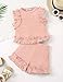 Arshiner Toddler Girls Short Sets Ruffle Sleeveless Rib Knitted Tops and Shorts with Pockets Summer Clothes Baby Girls Outfits