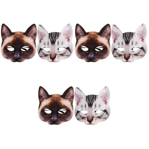 Masques de chat pour cosplay Halloween masques animaux fêtes adultes Healvian 6pcs
