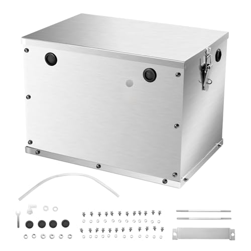 VEVOR Battery Box, Group 24/31 Trolling Motor Battery Box, Marine Batteries Case with Rubber-Grommet Cable Holes, Aluminum Alloy Shell Storage Case, Easy Installation, for Off-Road Racers, Trucks