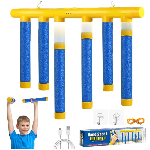 Fallende Stöcke Spiel-Reaktionstraining Spielzeug mit Fallenden Stöcken Reaktionsspiele Kinder mit 3 Geschwindigkeit Fangspiel zur Hand-Augen-Koordination Lustige Reflex Challenge Spiel Catching Stick