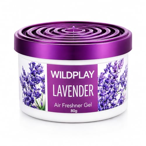 Image of Wildplay Lavender Car Gel Freshener 80g - Long Lasting Lavender Fragrance, Spill Proof Gel Air Freshener, Odor Eliminator, Dashboard Perfume for Fresh and Pleasant Car Interior