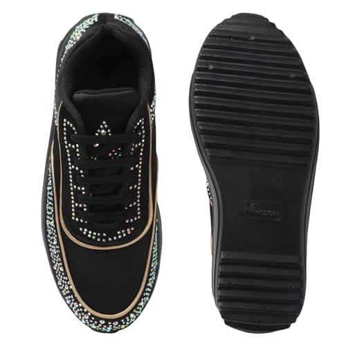 Image of Vendoz Women Wedding Party Bridal Glittery Embellished Sneakers 4041