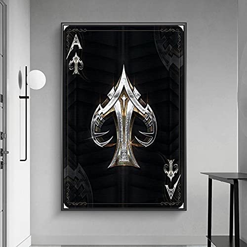 Street Art Poster sur toile sans cadre Motif As de pique Noir Poker 20 x 30 cm Cover