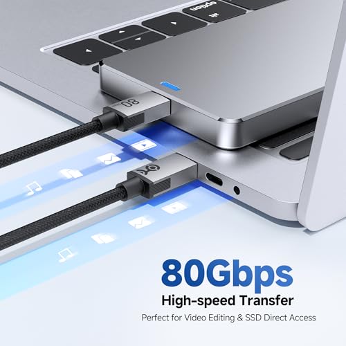 Image of Cable Matters 80Gbps Rugged Braided USB4 Cable, 1ft / 0.3m, Black | [8K@120Hz / 4K@480Hz Video, 240W Charging, 80Gbps Data Transfer], Thunderbolt 5 /4 Compatible
