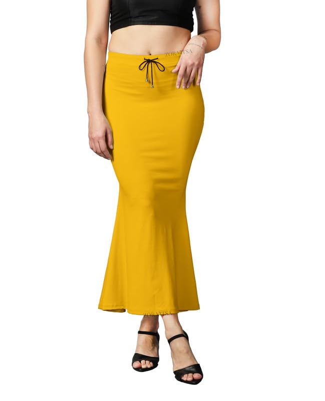 Image of ZORNITSA Cotton Lycra Saree Shapewear Petticoat for Women, Stretchable Saree Shaper Petticoat Inskirt, Shape wear Dress for Saree, Skirts