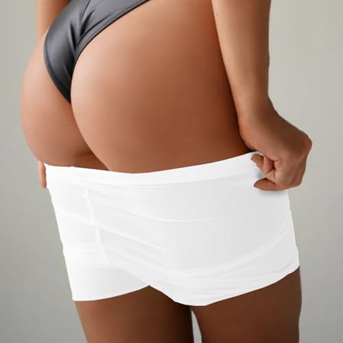NetSetUK Women's Swim Shorts Mesh Sexy See-Through Swimming Board Beach Shorts High Waist Ladies Bikini Bottoms Swim Briefs White - Image 4