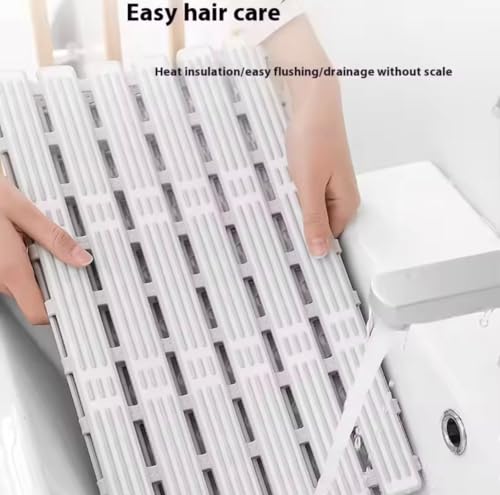 Image of HomeCloud Non-Slip Shower Mat for Bathtub, Anti-Slip Bath Mat with Suction Cups, Drainage Holes & Foot Massage Exfoliating Surface (Vent White Beige)
