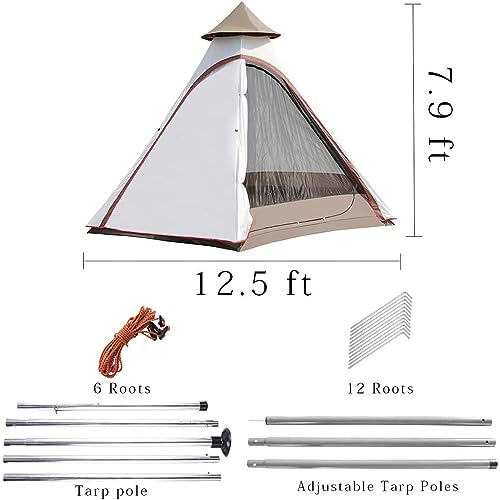 Image of 12'x10'x8'Dome Camping Tent 5-6 Person 4 Season Double Layers Waterproof Anti-UV Windproof Tents Family Outdoor Camping Tent