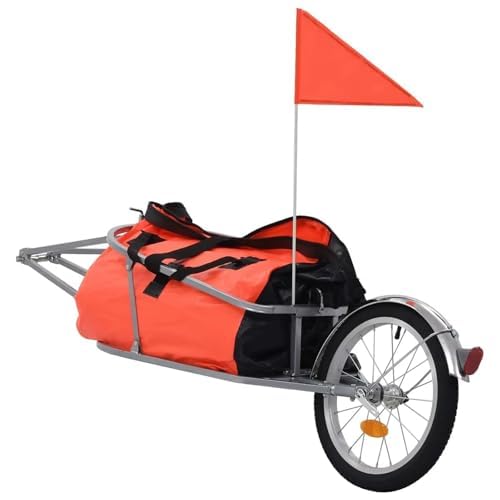 Remolque de bicicleta individual con forro de lona resistente para transporte de equipaje