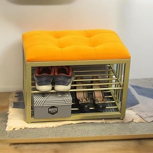 EDEUEQUE Modern Style Shoe Rack: Velvet-Covered, Space-Saving Wrought ...