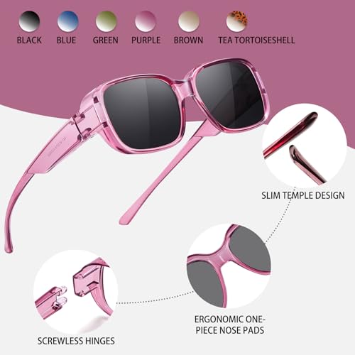Image of HAOLOTA Polarized Sunglasses Over Glasses Women Wrap-Around Glasses Small Shapes Driving Fishing UV400 Protection