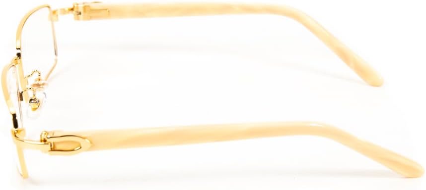 Retro 90's Large Luxury Men's Classic Square Full Gold Frame Eye Glasses Vintage Tan Arm Rectangle Hip Hop Clear Lens Eye Glasses For Men