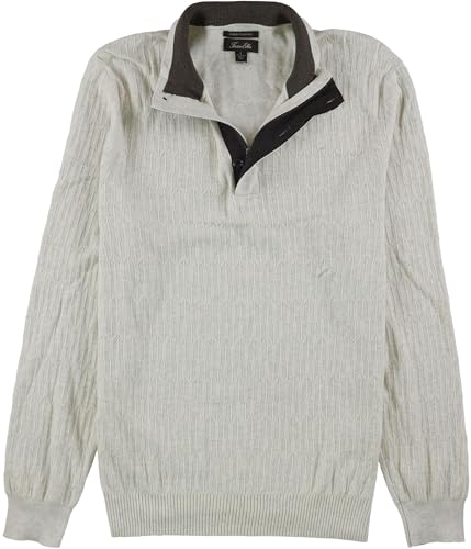 Tasso Elba Mens Sweater Henley Pullover Knit White Ivory 2XL
