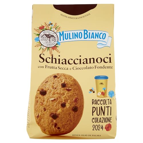 Mulino Bianco Biscotti Frollini Schiaccianoci Con Frutta Secca E Cioccolato Fondente, Senza Olio Di Palma, 300 G