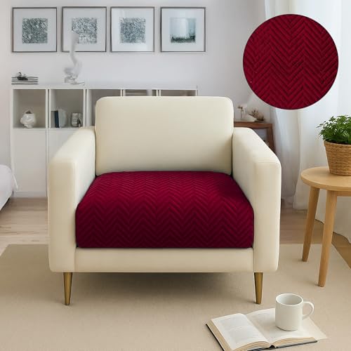 Image of Amazon Basics - Velvet Quilted Make Your Own Sofa Cover |1 Seater | Multi-Layered Fabric |70cm x 70cm | 350 GSM | Color - Maroon