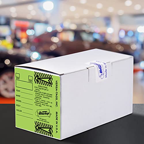 Image of Versa-Tags Lime Green Self-Protecting Key Tags with Chrome-Plated Split Rings, 1000 Count Automotive Dealership Key Tags for Car Truck RV Inventory & Service Organization