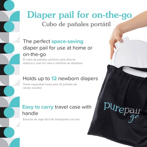 Purepail Go Portable Diaper Pail — White — Superior Odor Control With No Added Fragrance — Collapses For On-The-Go — Compact & Space-Saving #TOP3