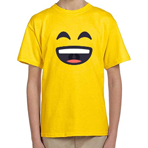 Ay Cabron™ Happy Emoji Face | Emotion Face With Emoji | Funny Humor Online Social Media Expressions Cotton T-Shirt For Kids