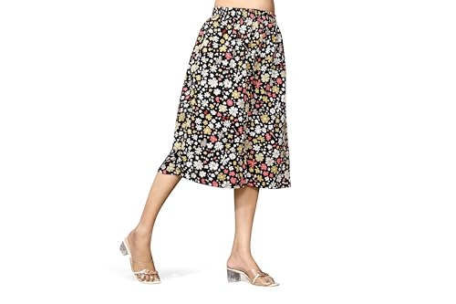 Image of Viscose Rayon Flared Printed Plazzo Palazzo Pants, Loose /Relaxed Fit Regular, Office Wear, Casual Wear Comfortable, Trouser Pants for Girls & Women Black Kerri Design (S to 3XL Size)