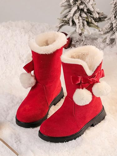 Girls Winter Boots Princess Snow Bow High-Top Boots Mid-Calf Thick Warm Snow, Suitable For Little Girls3