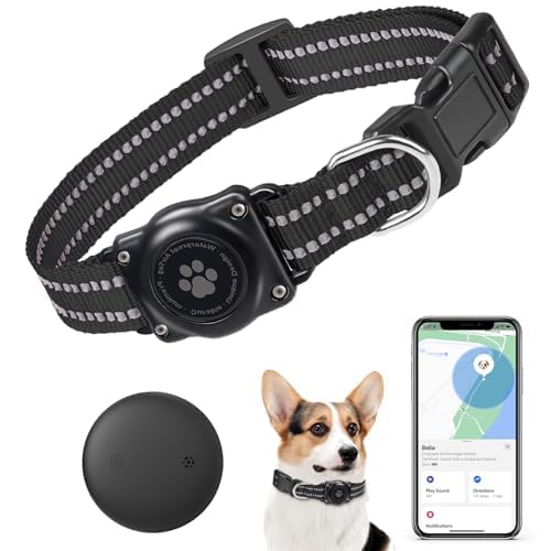 JIARUI Tracker Hund, Mini GPS Tracker Hund Ohne ABO für Hunde, Arbeite mit Apple Find My, (nur IOS) mit wasserdichte Reflektierendes Halsbänder, Hunde Tracking Ausrüstung (1 Pack)