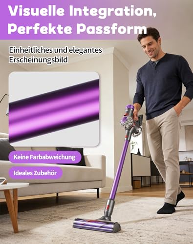 Verlängerungsrohr für Dyson V7 V8 V10 V11 V15 – Ersatz-Rohr aus Aluminium, Schnellverschluss, Robust & Leise, 72.5 cm, Lila