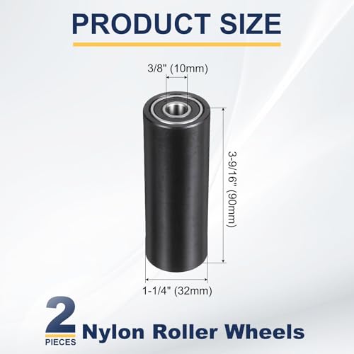 2 ruedas de plástico con rodamientos 10mm rodillo guía plano negro de 32mm para rieles 2