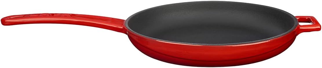 Lava 121LV-Y-TV-20-K0-RD Cast Iron Round Fry Pan with Metal Handle, 0.8L, Red