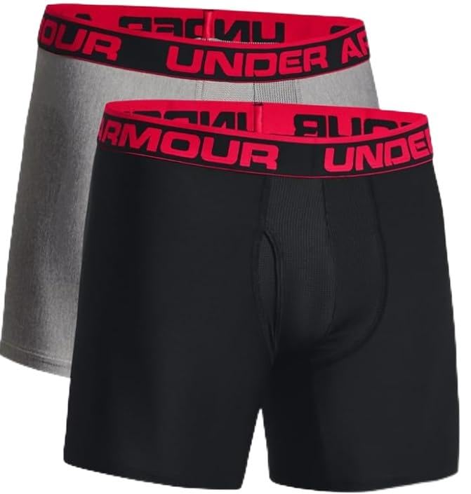 Under Armour Mens Original Series 6-inch Boxerjock Boxer Briefs- 2 Pack Black and Heather Gray 3X-Large Grey