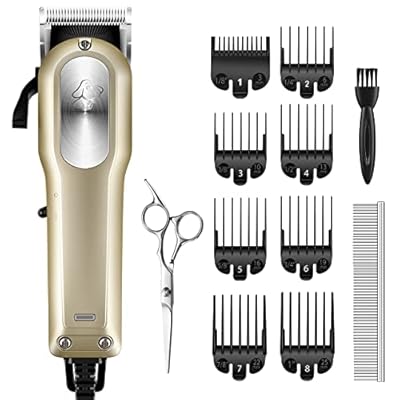 Dog Clippers with Strong Power for Thick Coats Heavy Duty Dog Grooming Kit, Quiet Cat Clippers with 8 Comb Guides and Accessories