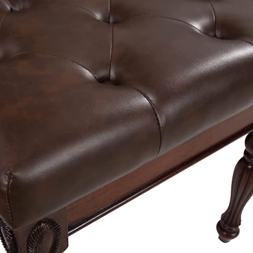 Leemtorig Traditional Shoe Bench With Button Tufted Pad & Wood Legs, Upholstered Entryway Bench Dining Bench For Bedroom Living Room Hallway, 18.5" X 14.2" X 18.9", Walnut & Cherry Brown Fd-1533-Bn #TOP3