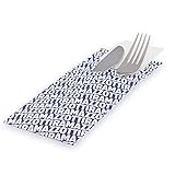 Original Ramazotti Besteck-Taschen Besteck-Servietten, 100er Set weiß mit praktischem Serviettenspender